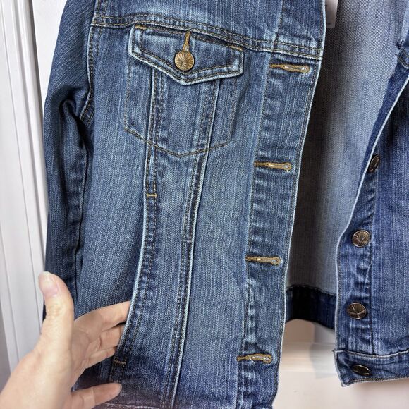 Levi's Signature Youth Girls Size Large Jean Jacket Medium/ Dark Y2K, 90's - Picture 4 of 15